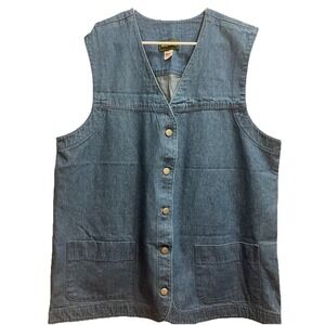VINTAGE Willow end Denim Vest Womens Medium Blue Utility Boho Western 90s USA